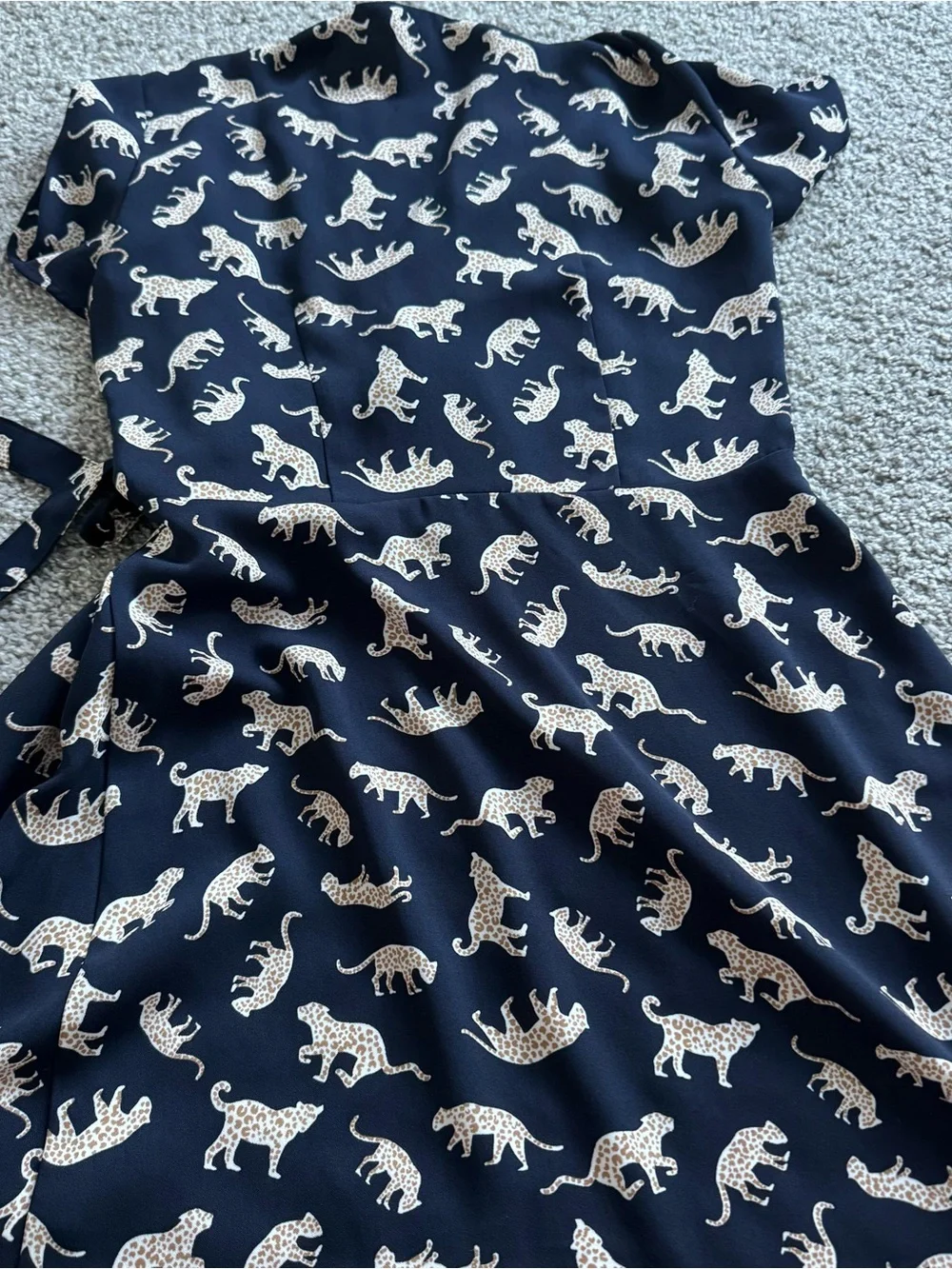 J.Crew Navy Wrap Dress with Leopard Print